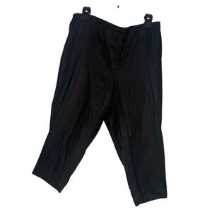 Chico's 1 Black Linen Cropped Pants Womens M 8 Minimalist Casual Resort Wear‎